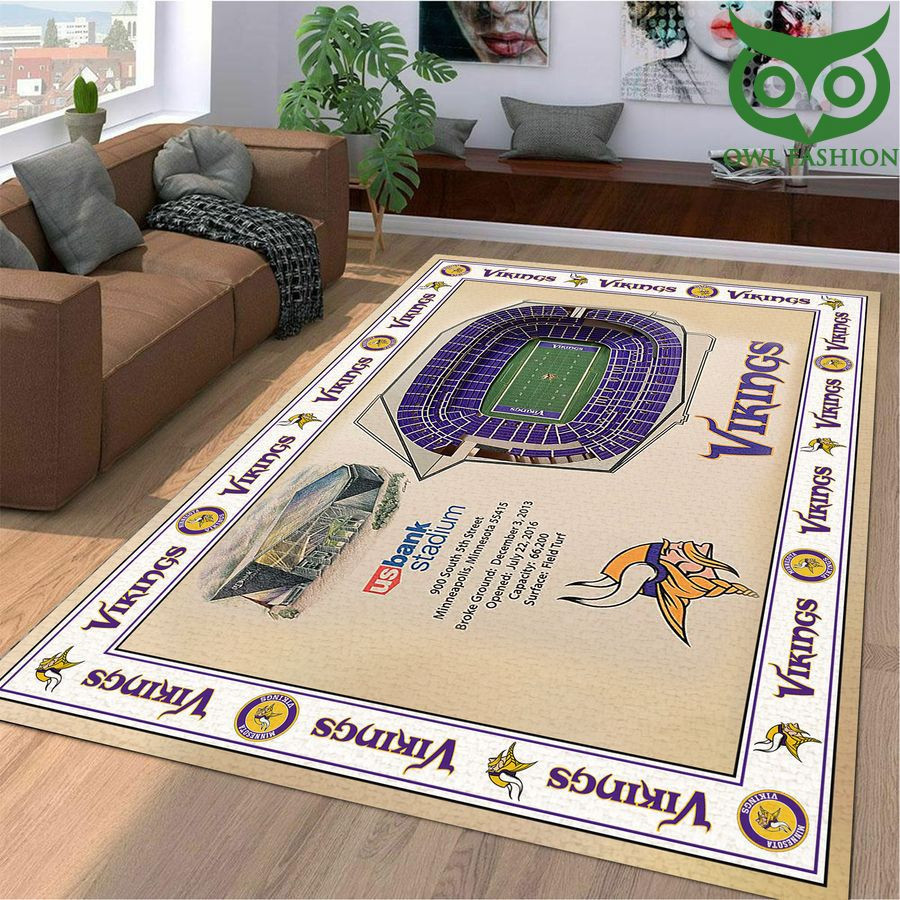Fan Bordered Minnesota Vikings Stadium 3D View Rectangle Area Rug – Full Print Carpet For Living Room & Bedroom Home Decor