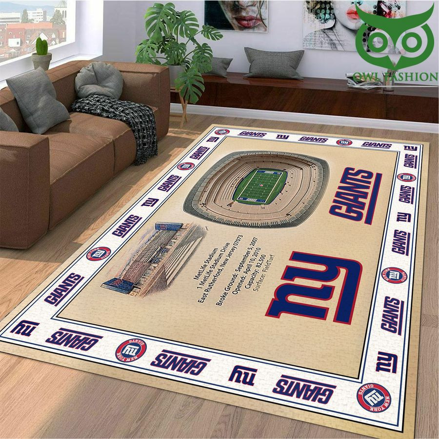 Fan Bordered New York Giants Stadium 3D View Rectangle Area Rug – Full Print Carpet For Living Room & Bedroom Home Decor