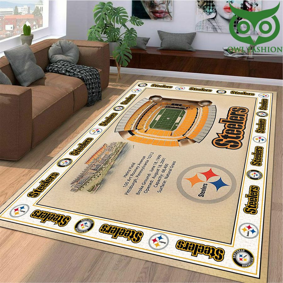 Fan Bordered Pittsburgh Steelers Stadium 3D View Rectangle Area Rug – Full Print Carpet For Living Room & Bedroom Home Decor