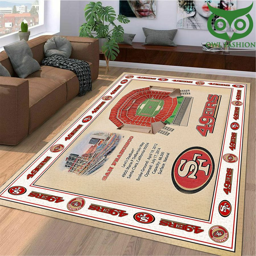 Fan Bordered San Francisco 49ers Stadium 3D View Rectangle Area Rug – Full Print Carpet For Living Room & Bedroom Home Decor