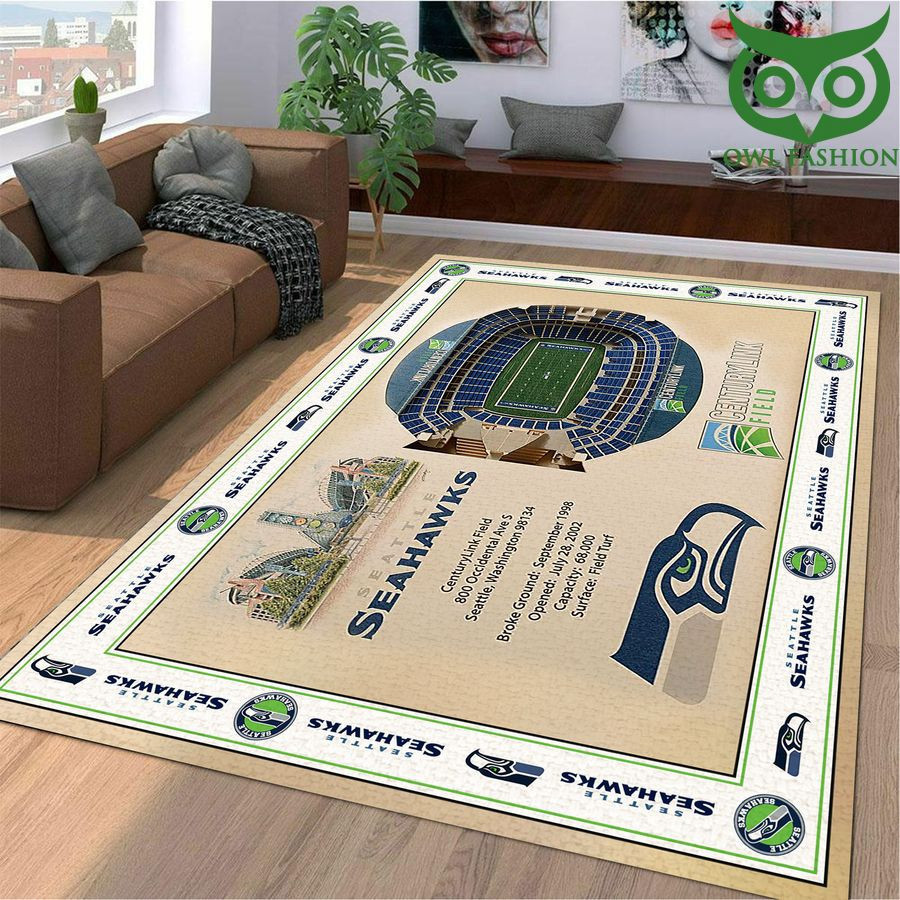 Fan Bordered Seattle Seahawks Stadium 3D View Rectangle Area Rug – Full Print Carpet For Living Room & Bedroom Home Decor