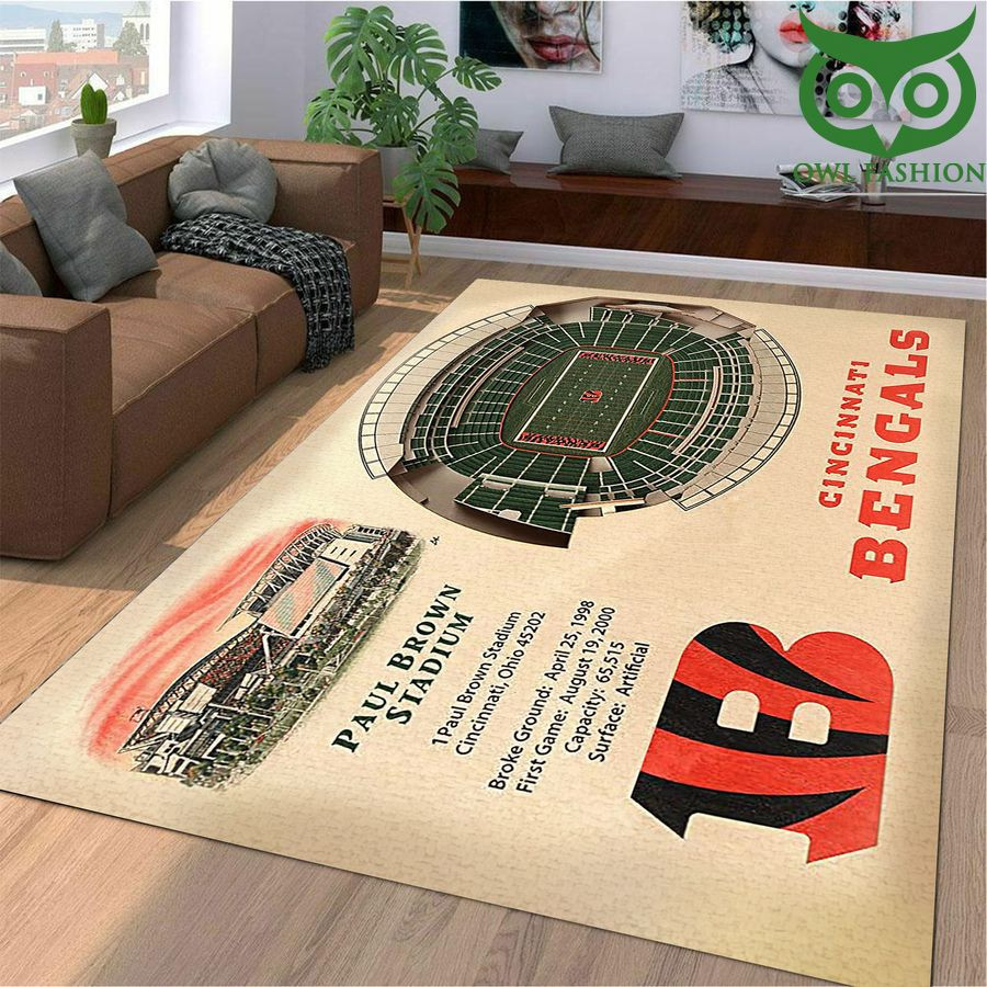Fan Cincinnati Bengals Stadium 3D View Rectangle Area Rug – Full Print Carpet For Living Room & Bedroom Home Decor