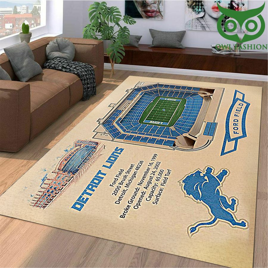 Fan Detroit Lions Stadium 3D View Rectangle Area Rug – Full Print Carpet For Living Room & Bedroom Home Decor