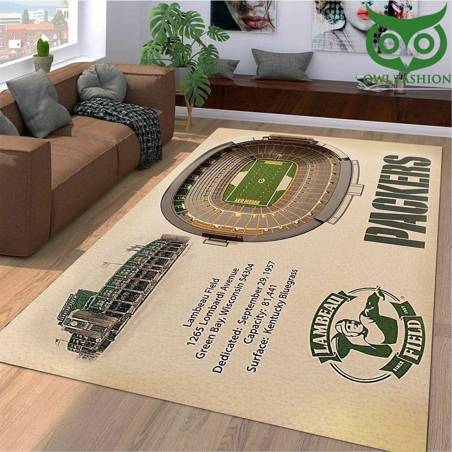 Fan Green Bay Packers Stadium 3D View Rectangle Area Rug – Full Print Carpet For Living Room & Bedroom Home Decor