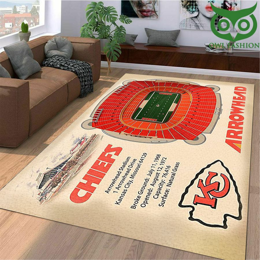 Fan Kansas City Chiefs Stadium 3D View Rectangle Area Rug – Full Print Carpet For Living Room & Bedroom Home Decor