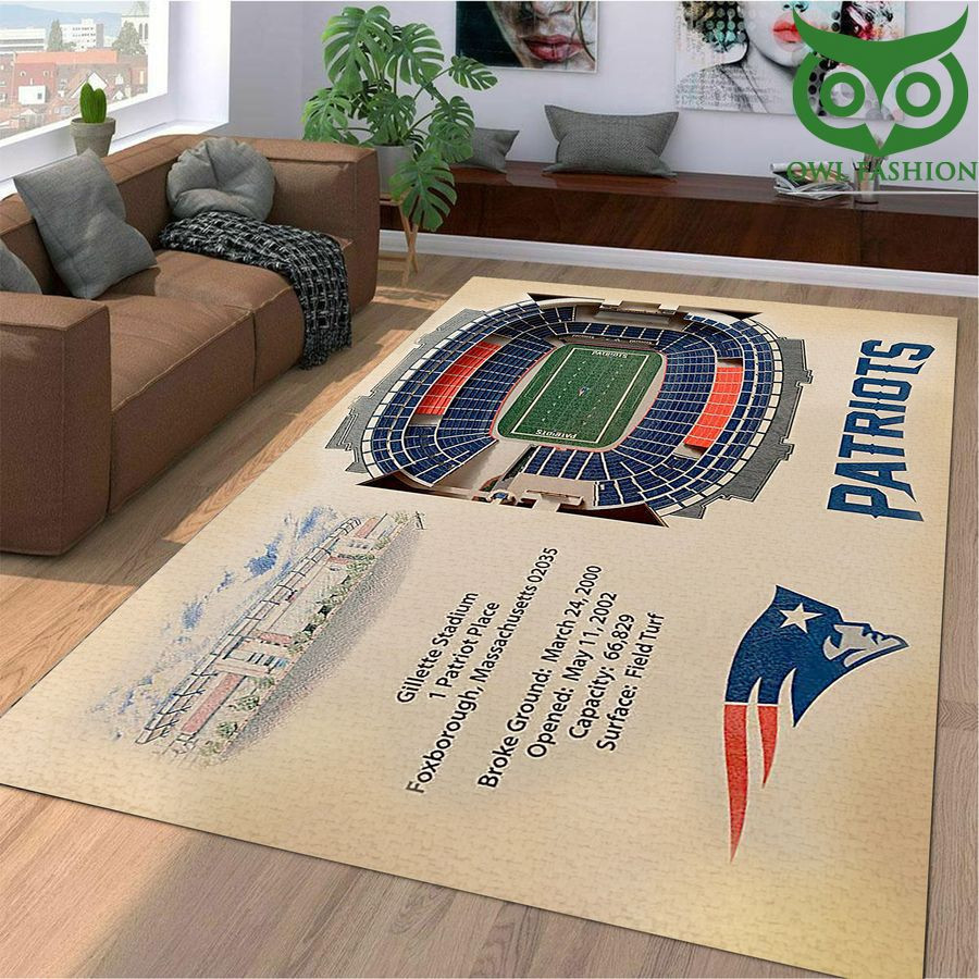Fan New England Patriots Stadium 3D View Rectangle Area Rug – Full Print Carpet For Living Room & Bedroom Home Decor