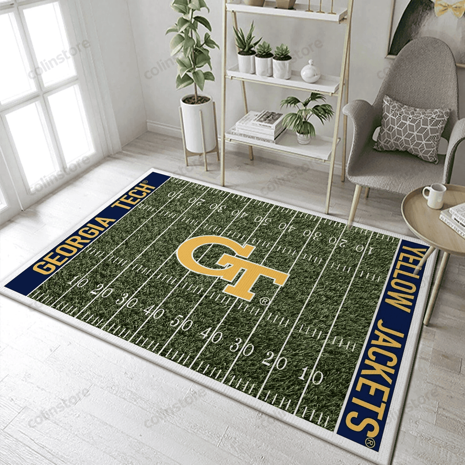 Fans Georgia Tech Yellow Jackets Home Field Rectangle Area Rug – Full Print Carpet For Living Room & Bedroom Home Decor