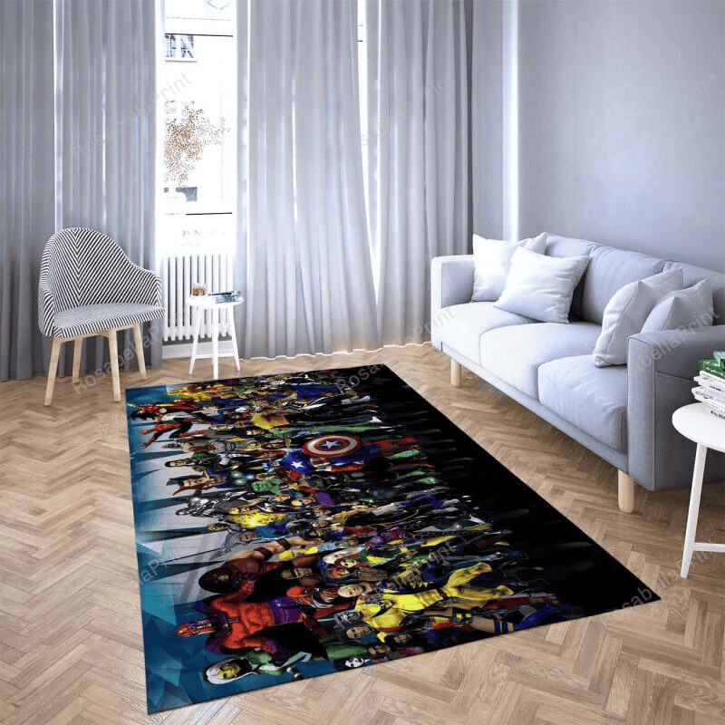 Fantasy Cinema Captain America And Ironman Rectangle Area Rug – Full Print Carpet For Living Room & Bedroom Home Decor