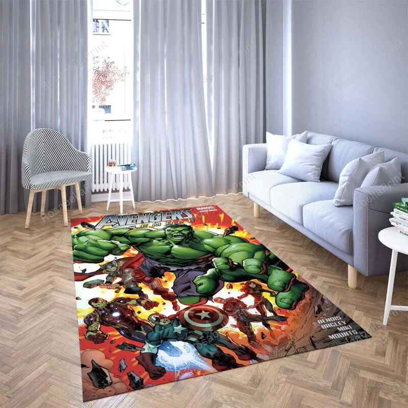 Fantasy The Arvengers Hulk And Captain America Rectangle Area Rug – Full Print Carpet For Living Room & Bedroom Home Decor