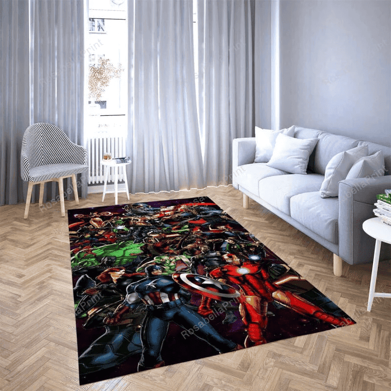 Fantasy The Arvengers Ironman And Captain America Rectangle Area Rug – Full Print Carpet For Living Room & Bedroom Home Decor