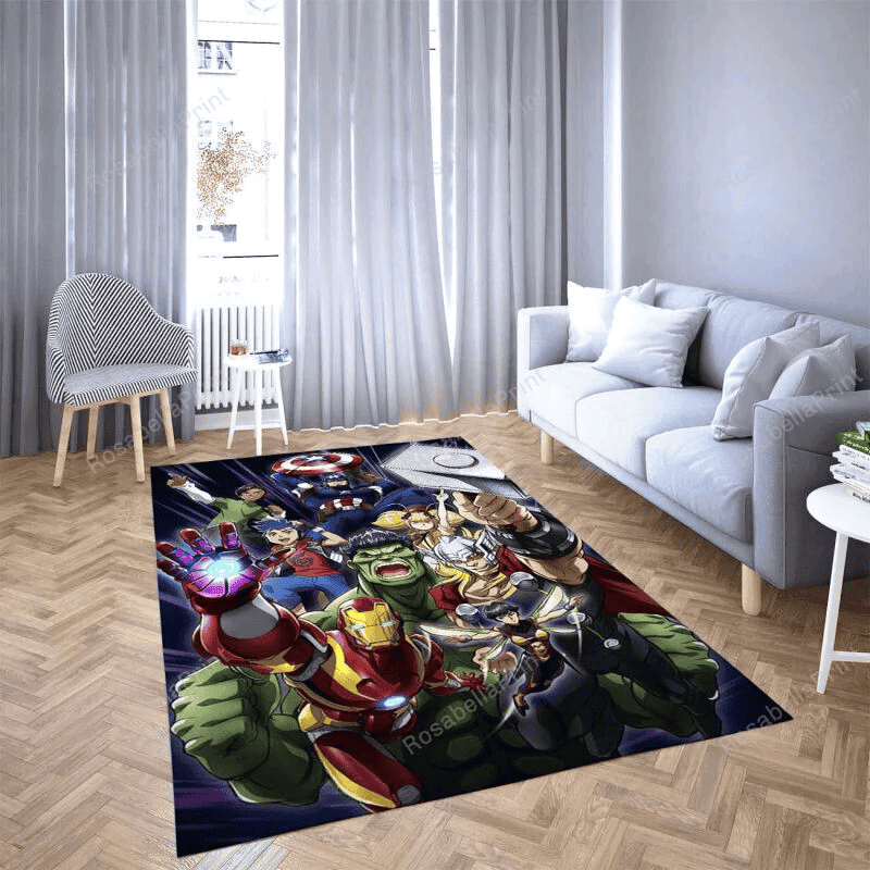 Fantasy The Arvengers Ironman And Hulk Rectangle Area Rug – Full Print Carpet For Living Room & Bedroom Home Decor