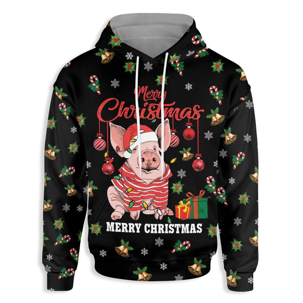 Farmer Pig Merry Christmas 3D Ugly Christmas Sweater,