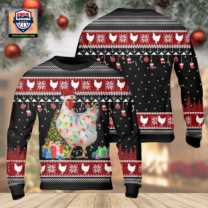 Farming Chicken Light Christmas AOP Sweater