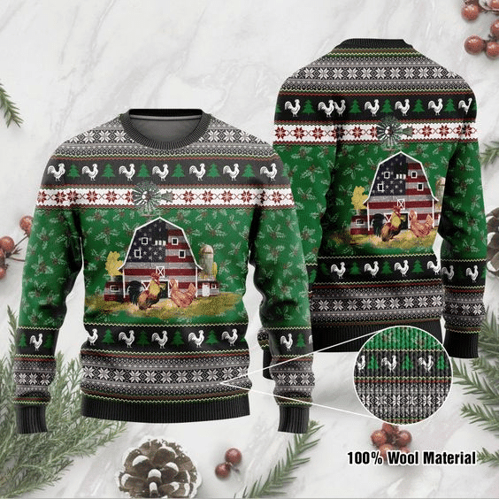 Farming Chickens Ugly Christmas Sweater, Perfect Holiday Gift
