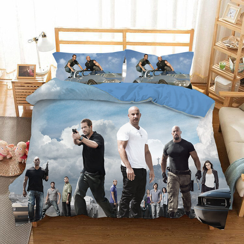 Fast & Furious Duvet Cover Quilt Cover Pillowcase Bedding Set Bed Linen Home Bedroom Decor