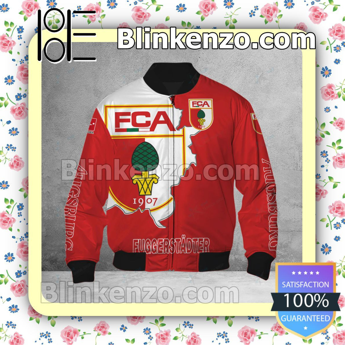 FC Augsburg Red Bomber Jacket | Streetwear Jacket for Men & Women | Fan Gift