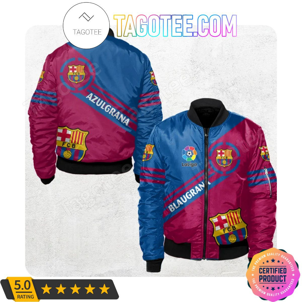 FC Barcelona Blaugrana Laliga Bomber Jacket | Streetwear Jacket for Men & Women | Fan Gift