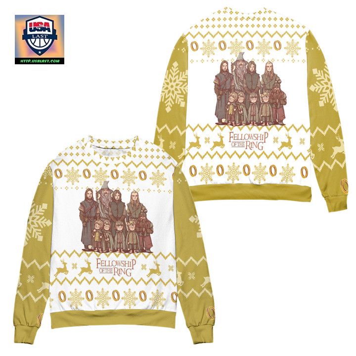 Fellowship Of The Rings Snowflake Reindeer Ugly Christmas Sweater