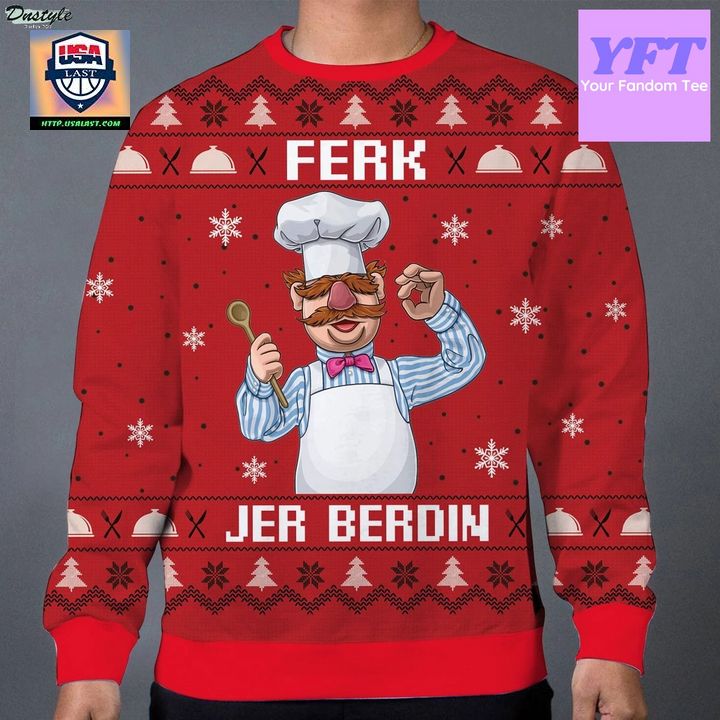 Ferk Jerberdin Chef Swedish Movie 80s 3d Ugly Christmas Sweater