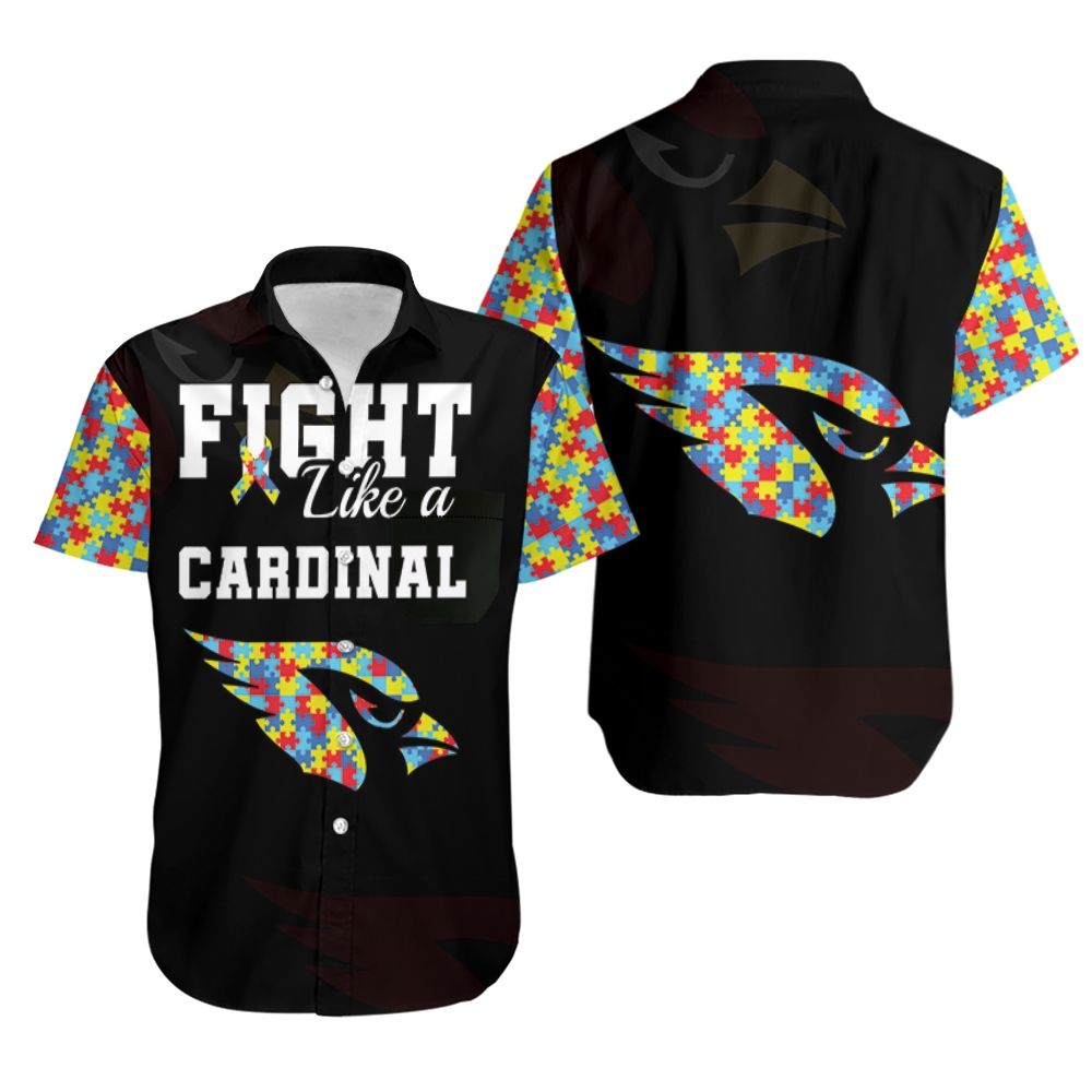 Fight Like A Arizona Cardinals Autism Support Aloha Hawaiian Shirt for Men & Women
