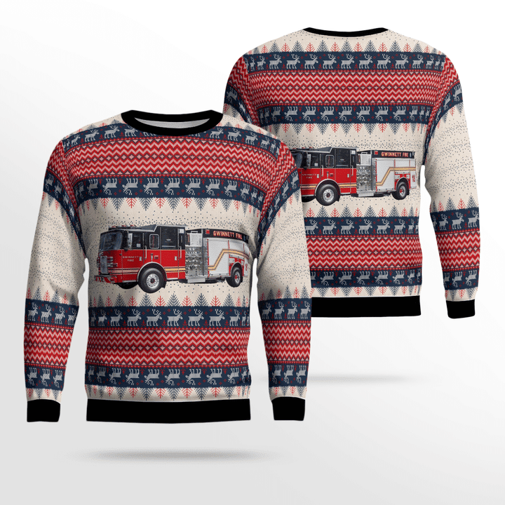 Fire Department Pumper Ugly Christmas Sweater,