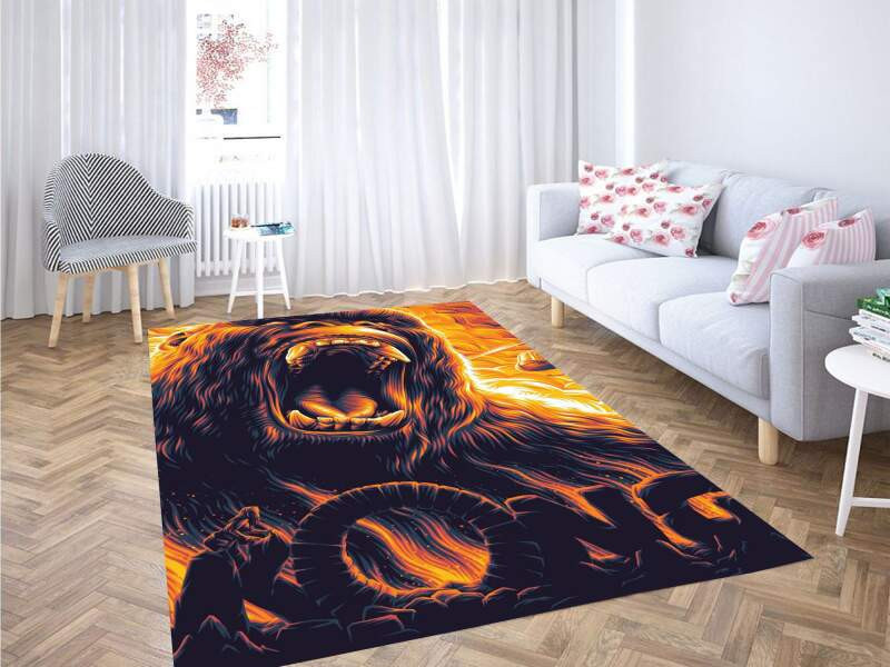 Fire Kong Skull Island 3D Rectangle Area Rug – Full Print Carpet For Living Room & Bedroom Home Decor