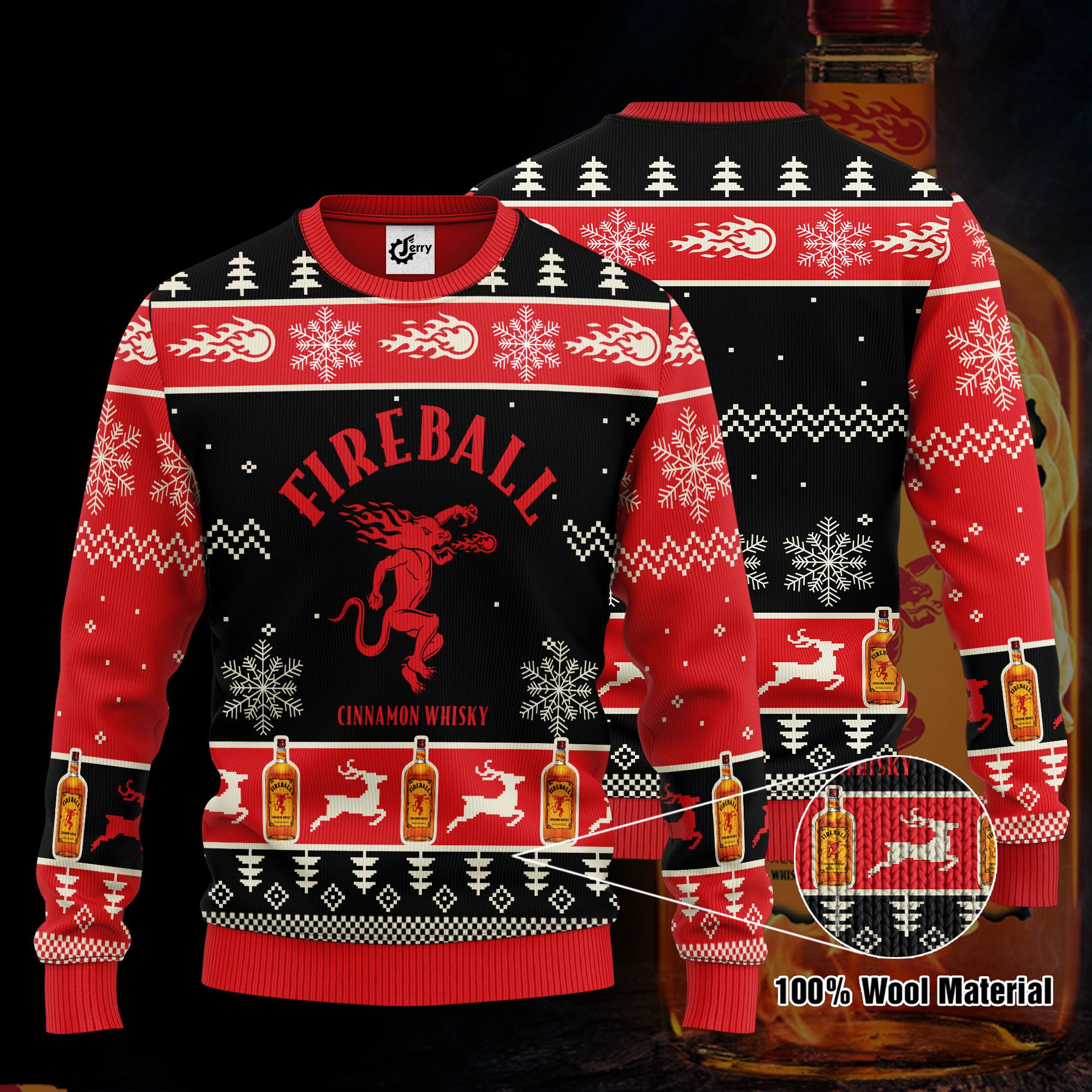 Fireball 3D Print Ugly Christmas Sweater, Hoodie, Zip Hoodie, Bomber Jacket
