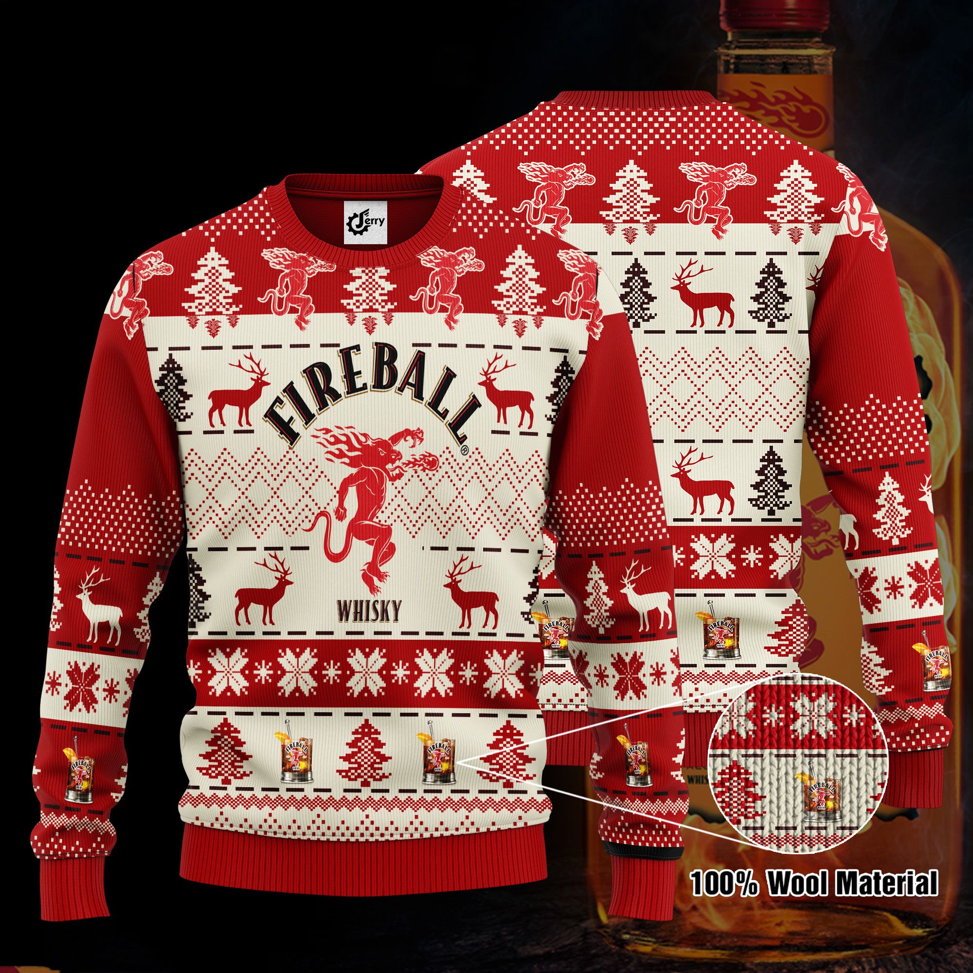 Fireball 3D Print Ugly Christmas Sweater, Hoodie, Zip Hoodie, Bomber Jacket