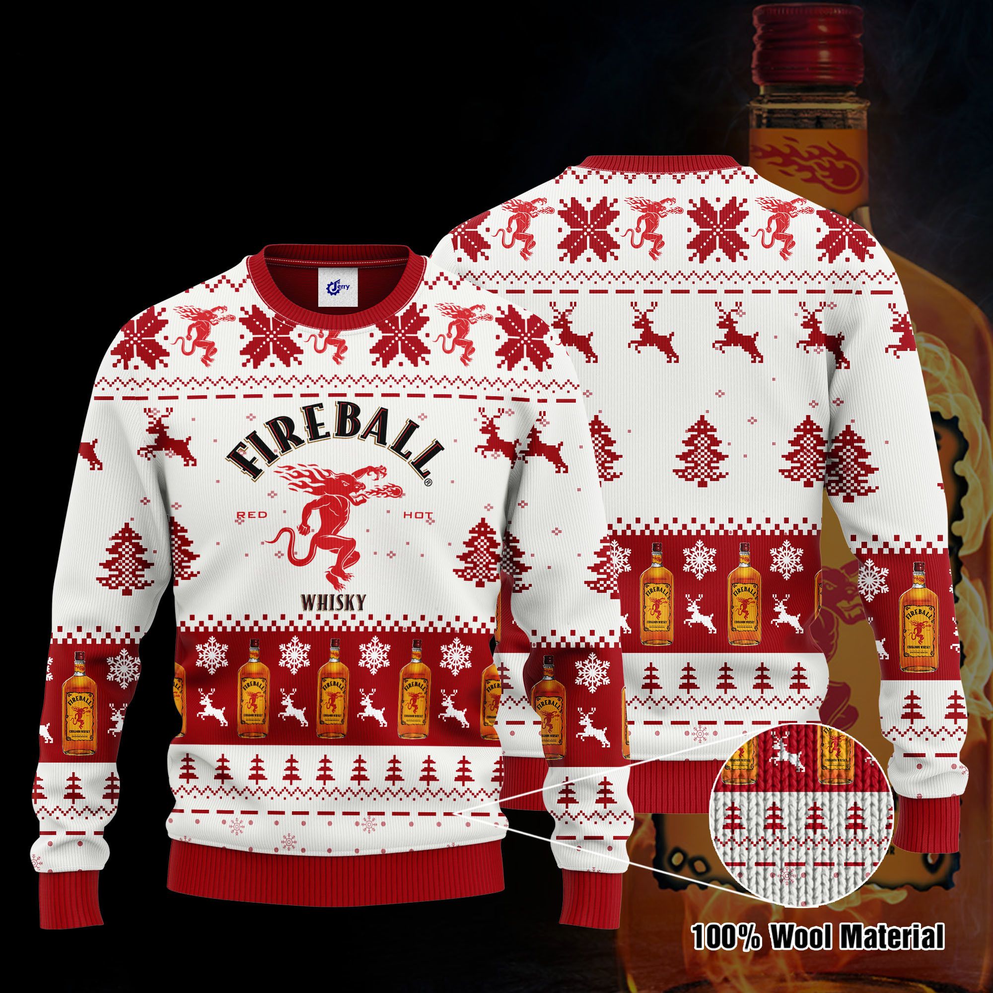 Fireball 3D Print Ugly Christmas Sweater, Hoodie, Zip Hoodie, Bomber Jacket