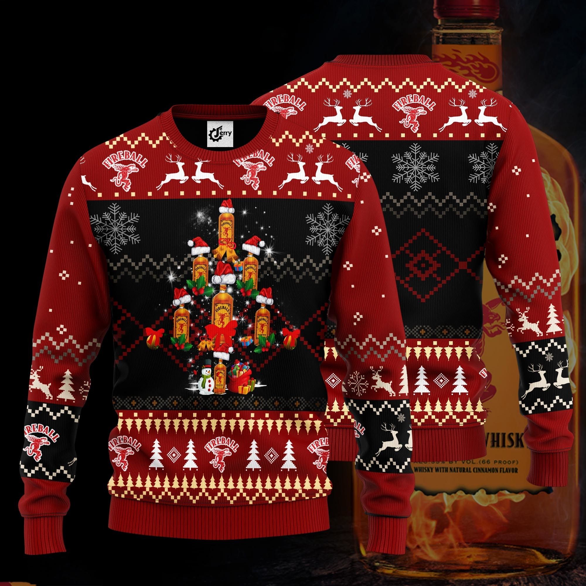 Fireball Christmas Tree Ugly Christmas Sweater