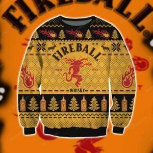 Fireball Cinnamon Whisky Knitting Ugly Christmas Sweater, Perfect Holiday Gift