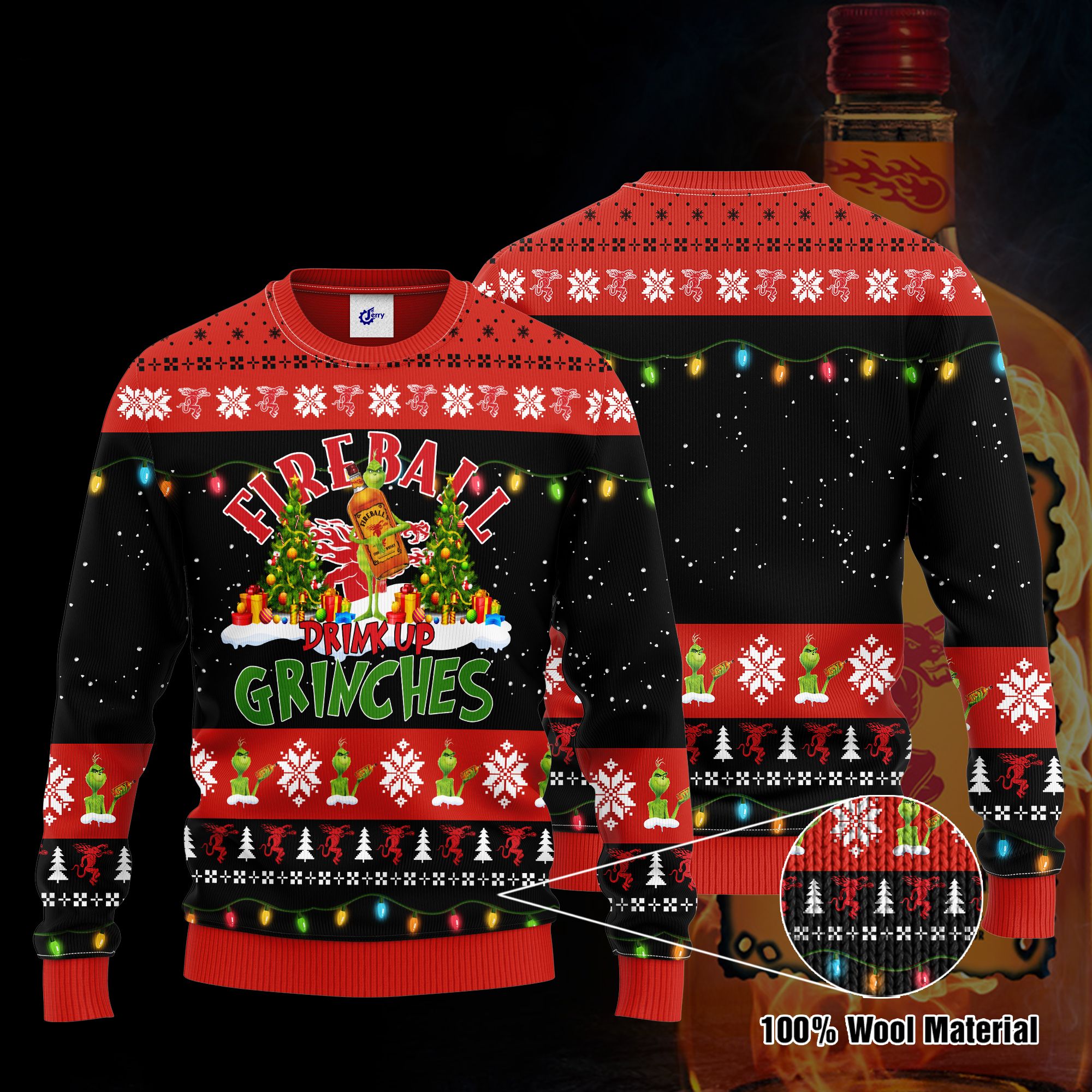 Fireball Drink Up Grinches Ugly Christmas Sweater, Hoodie, Zip Hoodie, Bomber Jacket