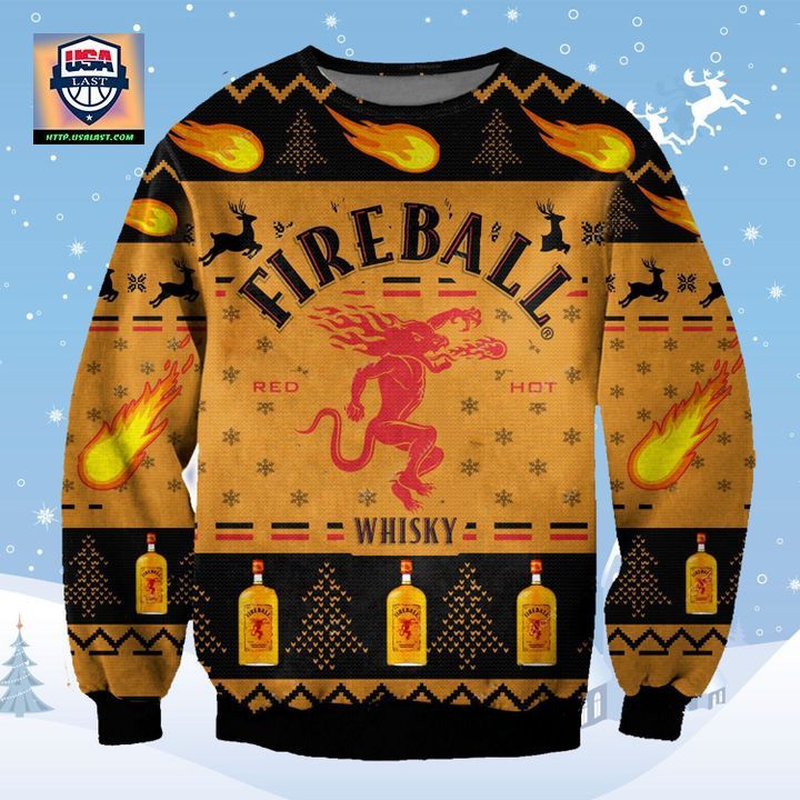 Fireball Whisky Green Ugly Christmas Sweater