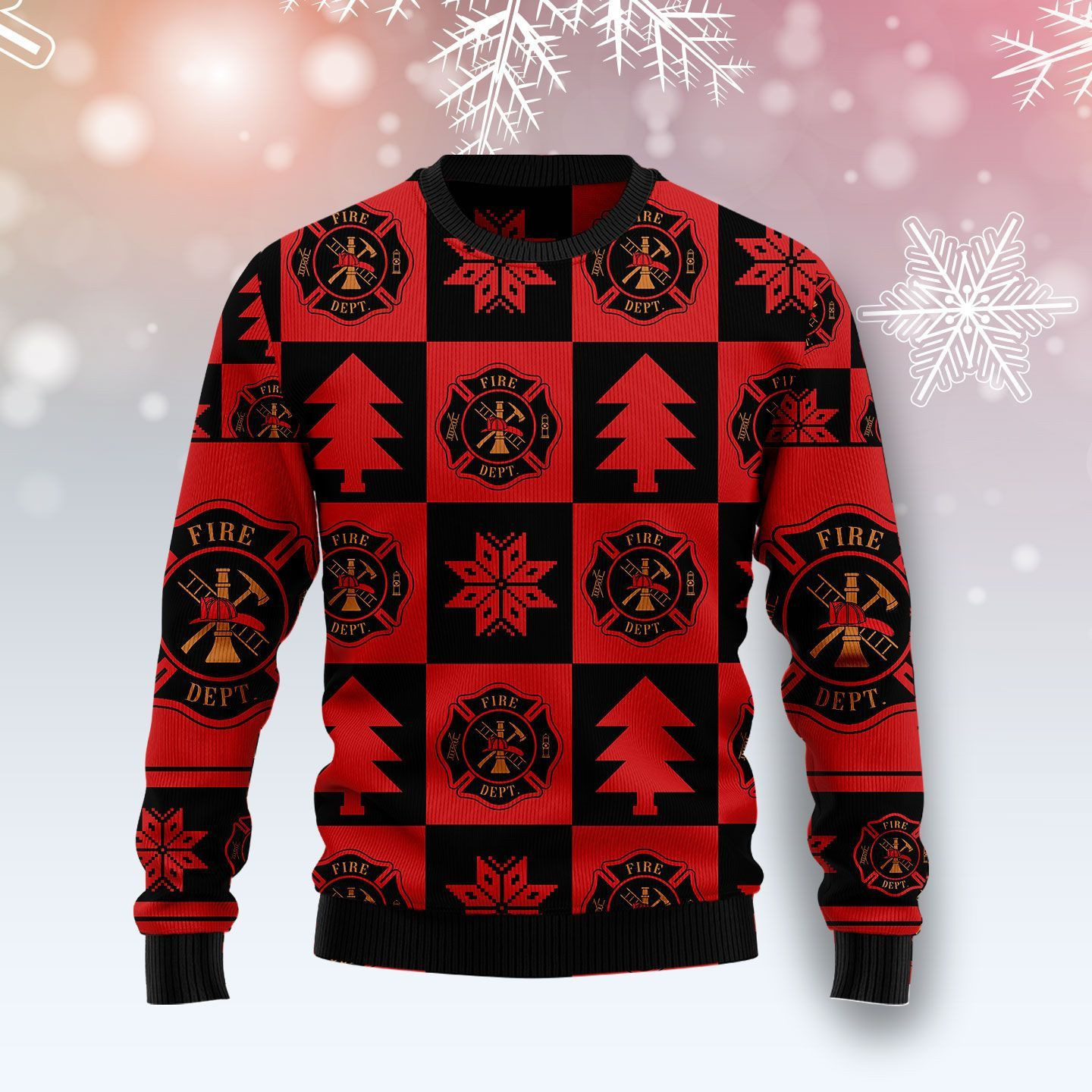 Firefighter Christmas Pattern Ugly Christmas Sweater,