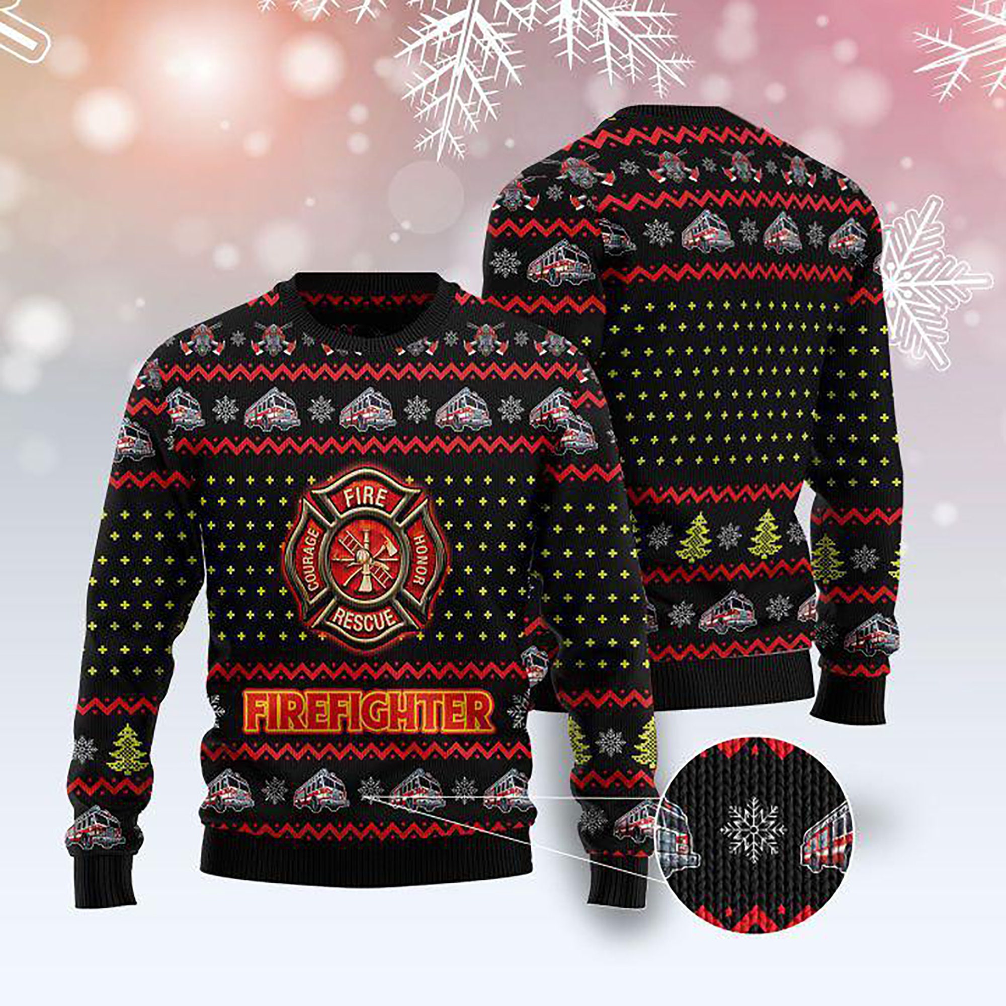 Firefighter Lover Ugly Christmas Sweater