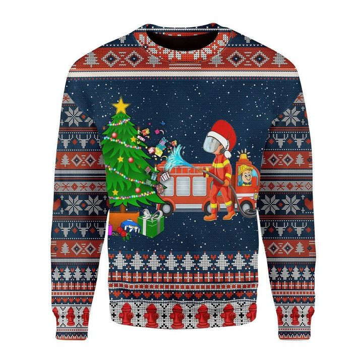 Firefighter Presents Ugly Christmas Sweater, Perfect Holiday Gift