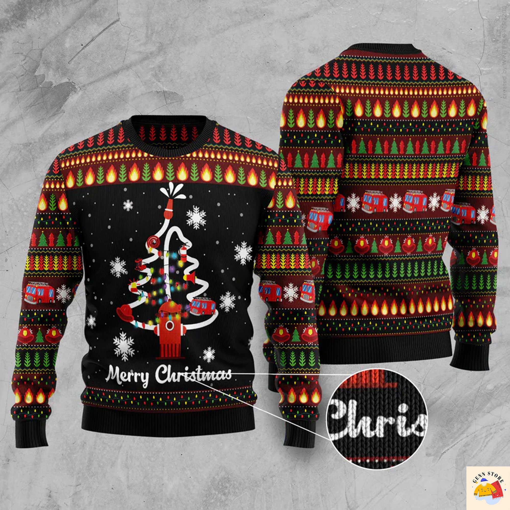 Firefighter Ugly Christmas Sweater