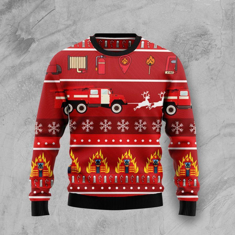 Firefighter Ugly Christmas Sweater, Perfect Holiday Gift