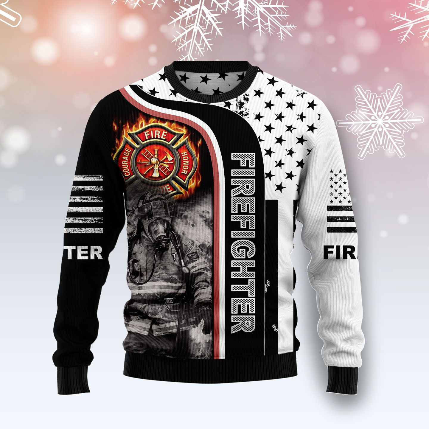 Firefighter Ugly Christmas Sweater, Perfect Holiday Gift