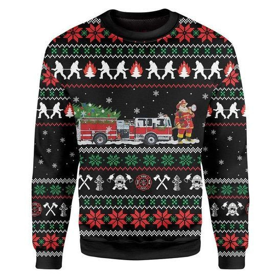 Firefighter Ugly Christmas Sweater, Perfect Holiday Gift