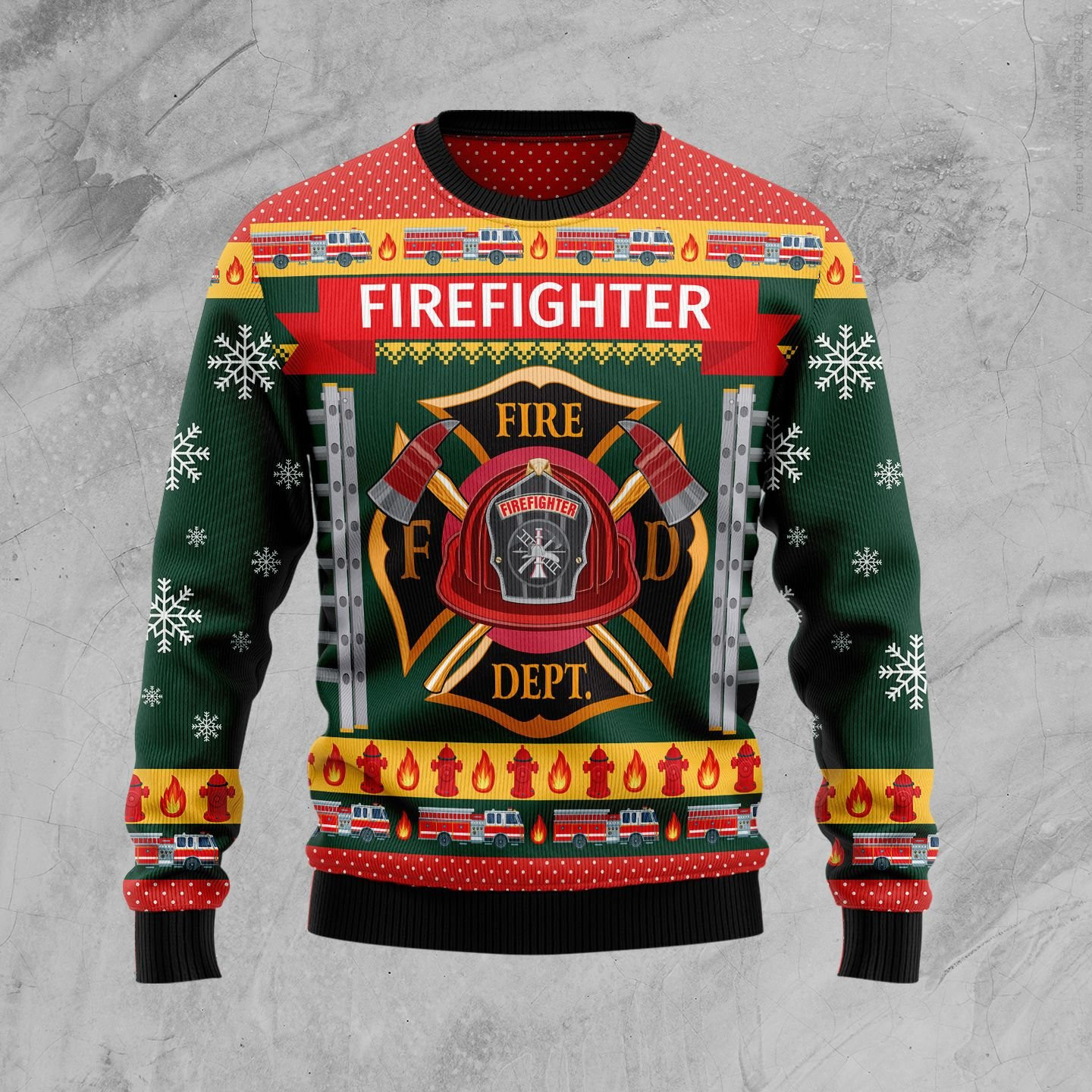 Firefighter Xmas Ugly Christmas Sweater, Perfect Holiday Gift