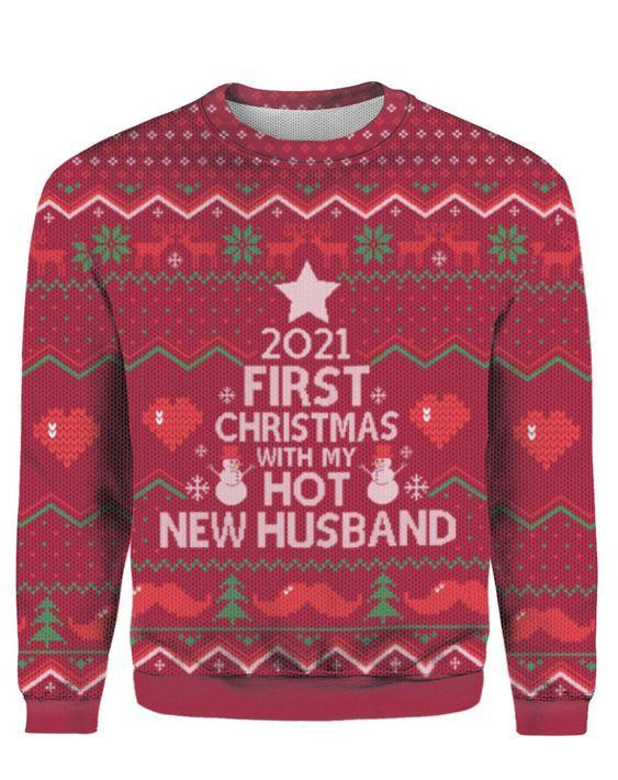First Christmas With My New Husband Ugly Christmas Sweater, Perfect Holiday Gift