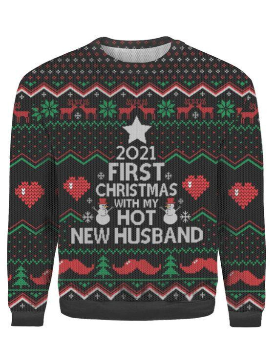 First Christmas With My New Husband Ugly Christmas Sweater, Perfect Holiday Gift