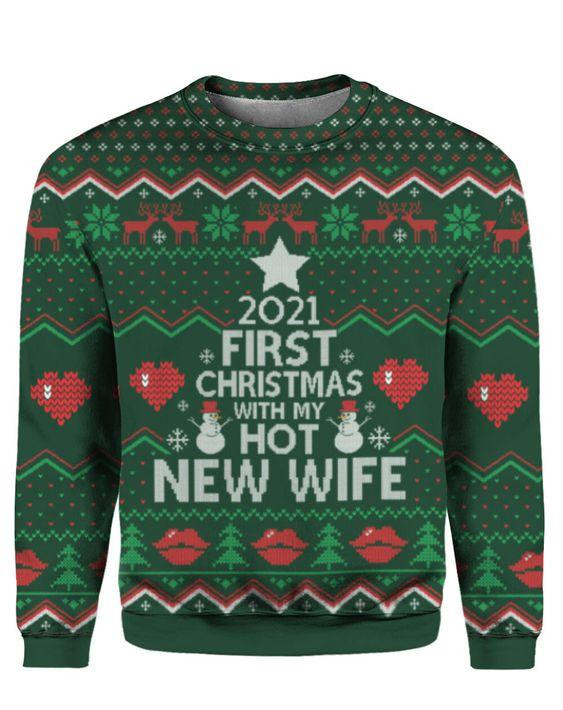 First Christmas With My New Wife Ugly Christmas Sweater, Perfect Holiday Gift
