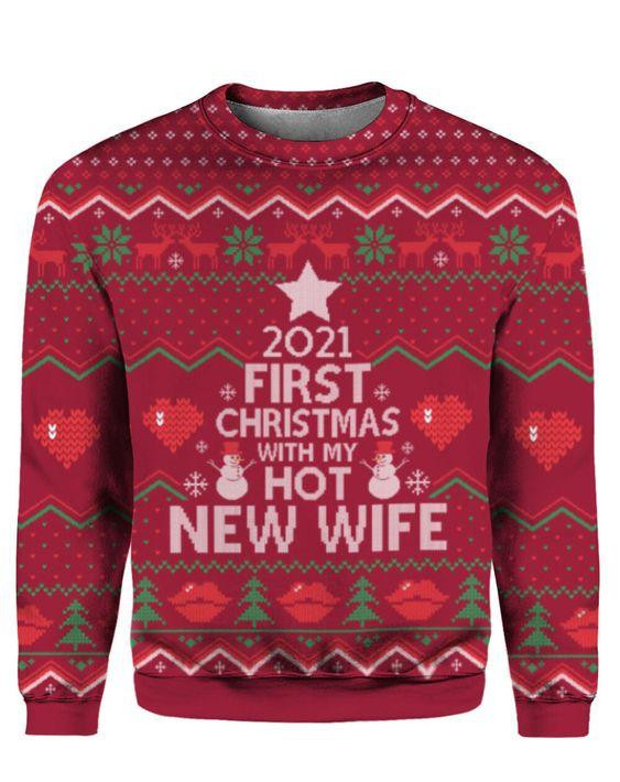First Christmas With My New Wife Ugly Christmas Sweater, Perfect Holiday Gift
