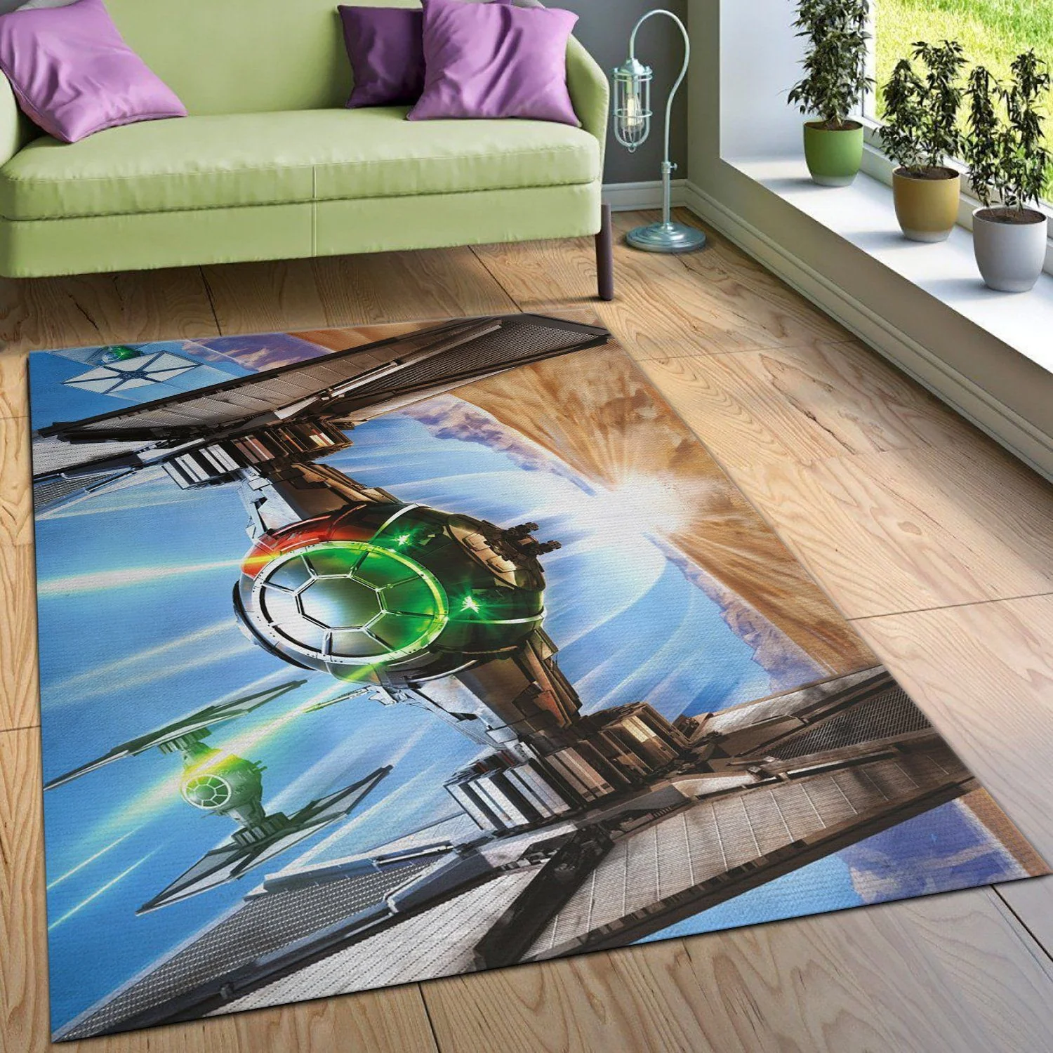 First Order Tie Fighter Star War Battle Zone Rectangle Area Rug – Full Print Carpet For Living Room & Bedroom Home Decor
