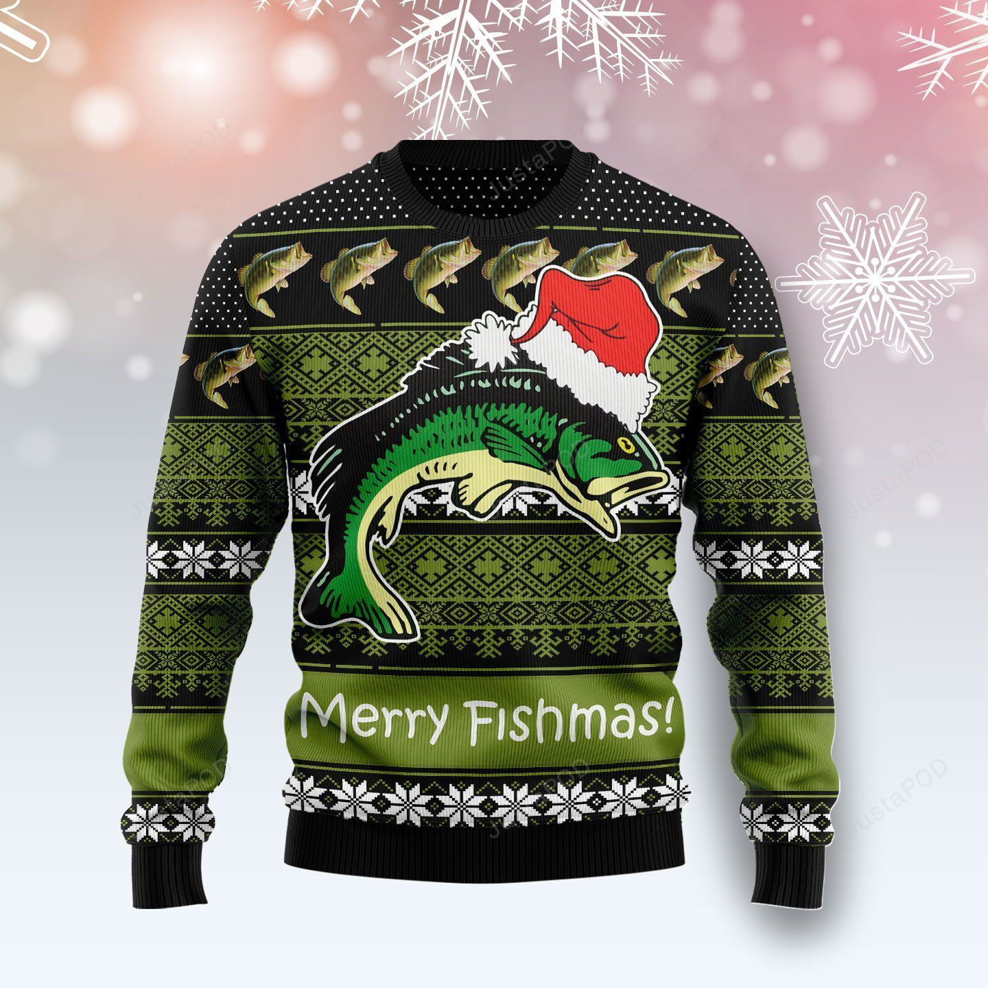 Fishing Merry Fishmas Ugly Christmas Sweater, Perfect Holiday Gift