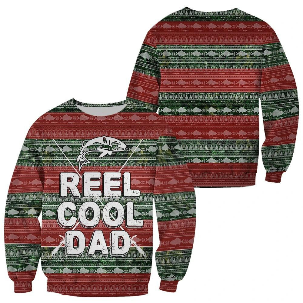 Fishing Reel Cool Dad Ugly Christmas Sweater, Perfect Holiday Gift