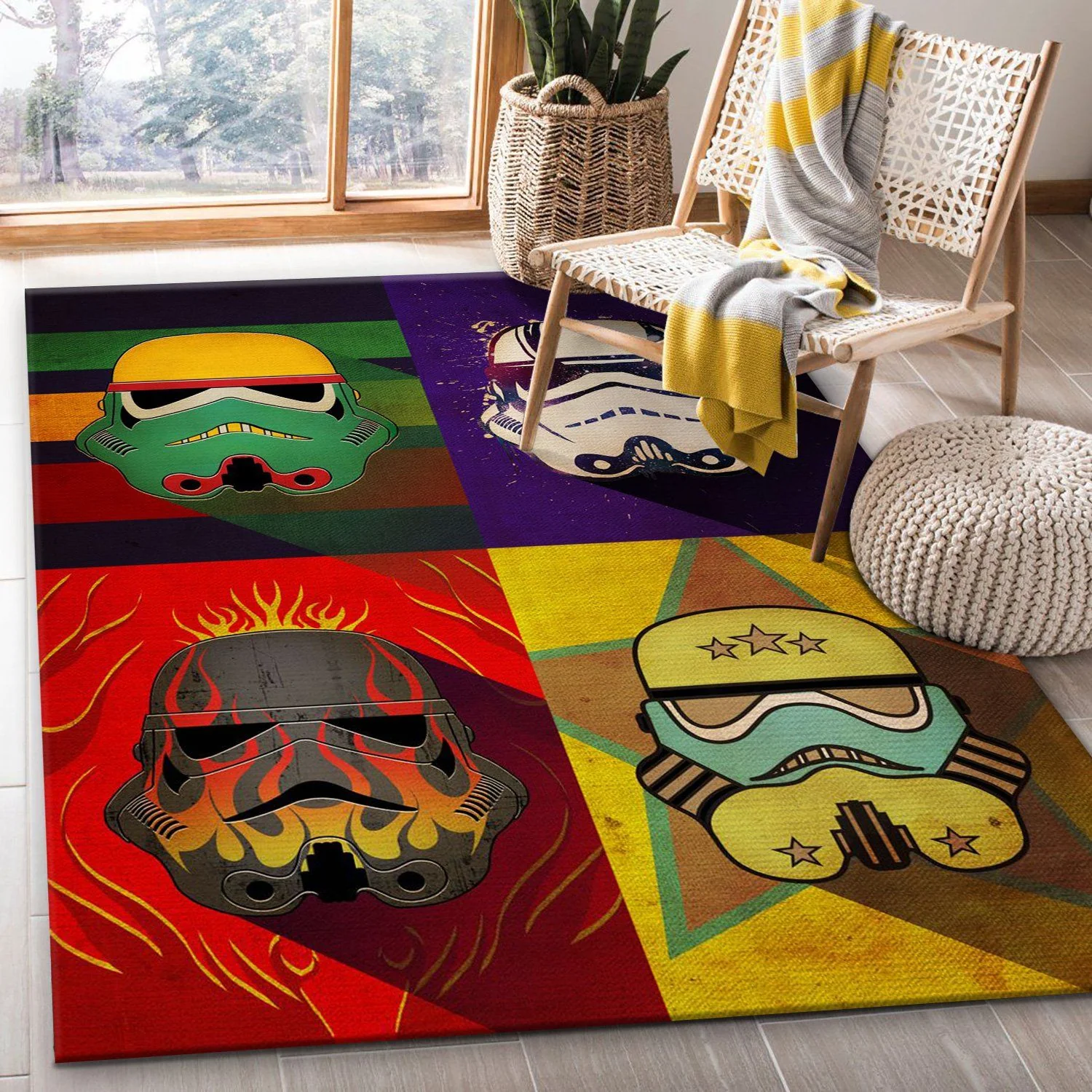 Flame Squad Star War Pop Art Rug Rectangle Area Rug – Full Print Carpet For Living Room & Bedroom Home Decor