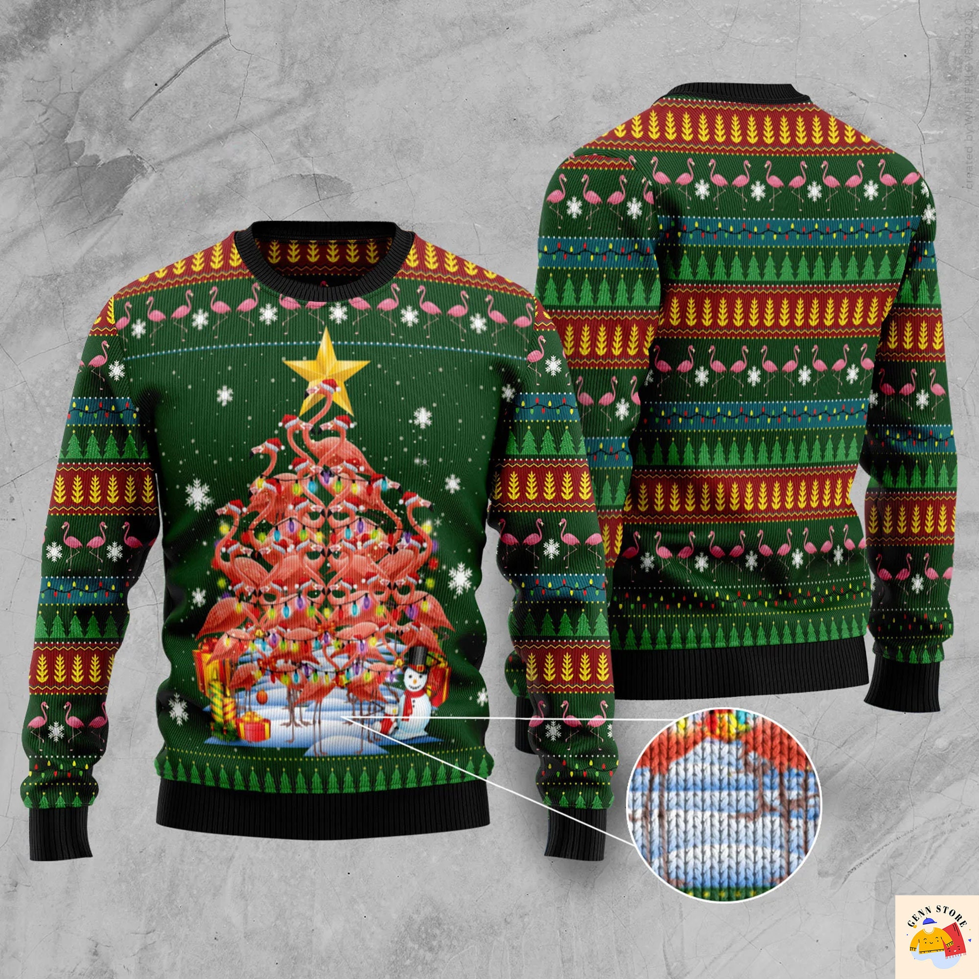 Flamingo Christmas Tree Ugly Christmas Sweater